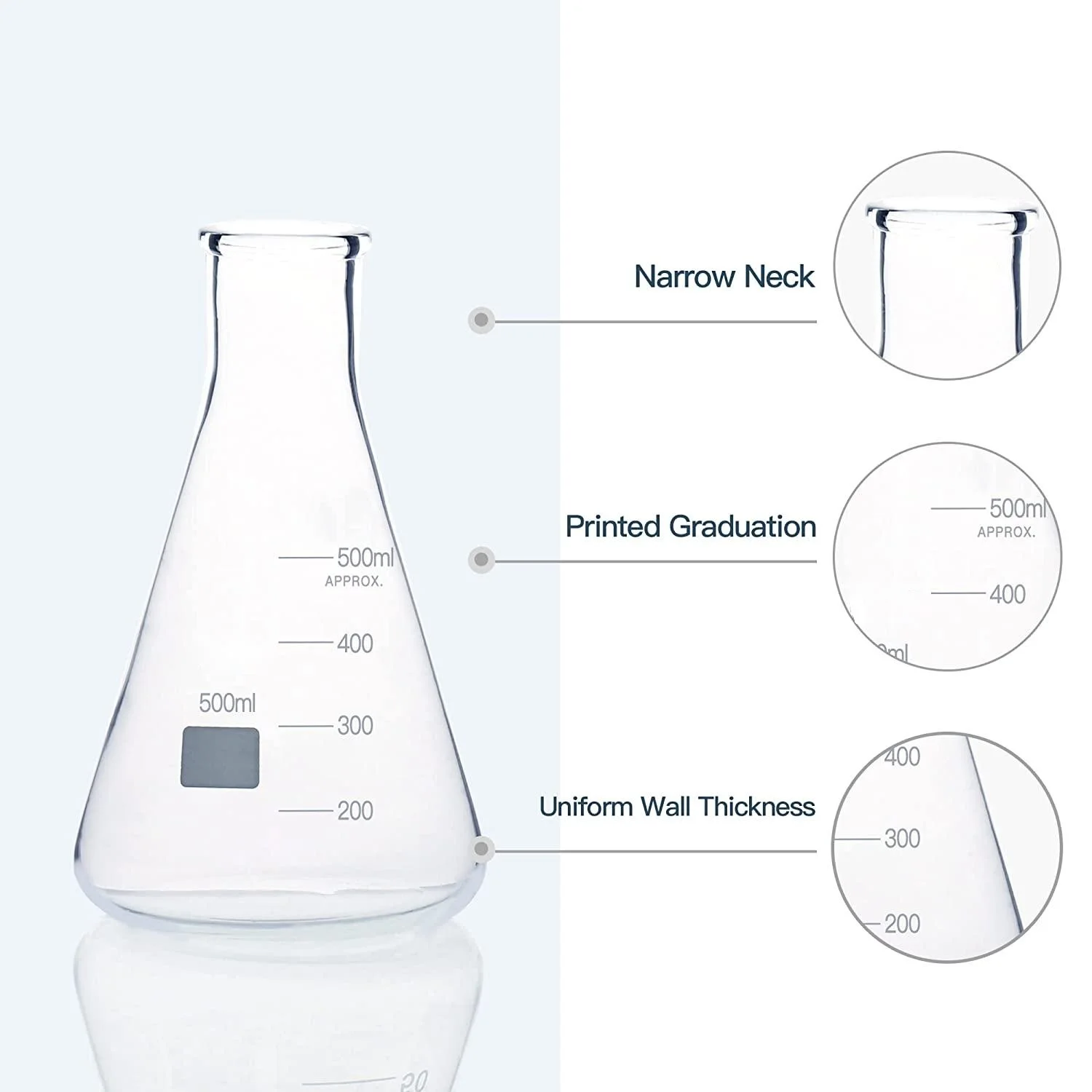 Laboratory Erlenmeyer Flask Bottle With Graduations 2000ml Erlenmeyer