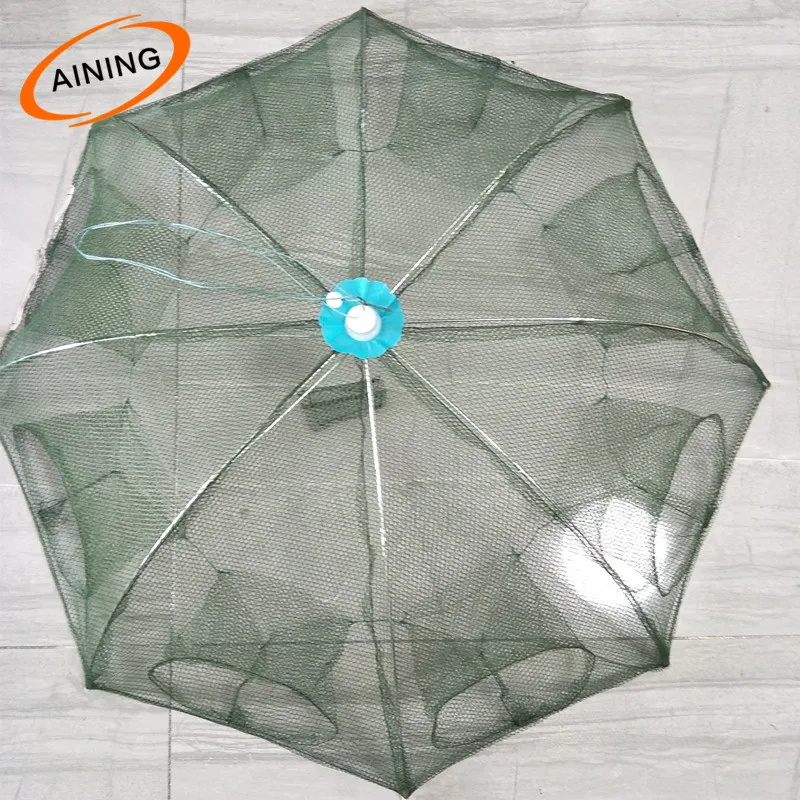 Spring Foldable Black Cod Factory Exporting Crab Pot Trap Hdpe Double Knot Green Nylon Fishing Net