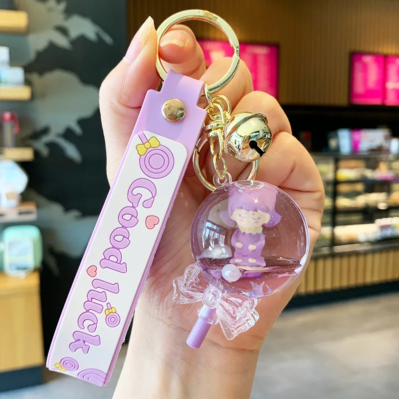 Quicksand Girl Keychain - Cute Lollipop Acrylic Key Ring