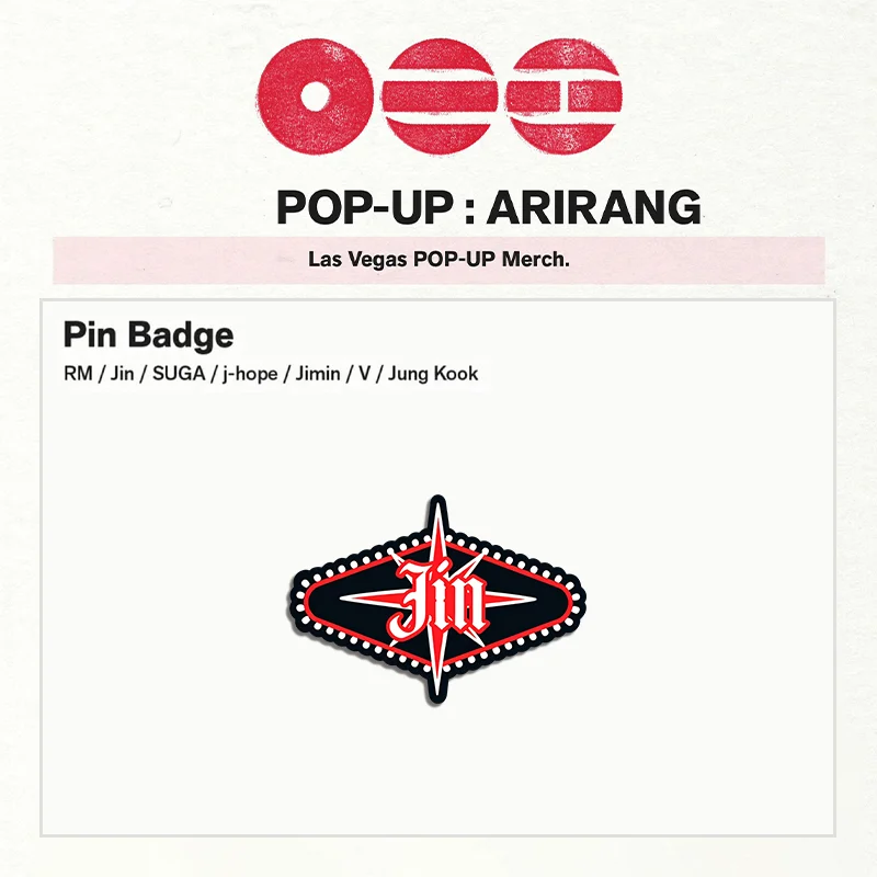 Kpop TAEHYUNG JUNGKOOK SUGA RM LAS VEGAS POP-UP Acrylic Badge Pins