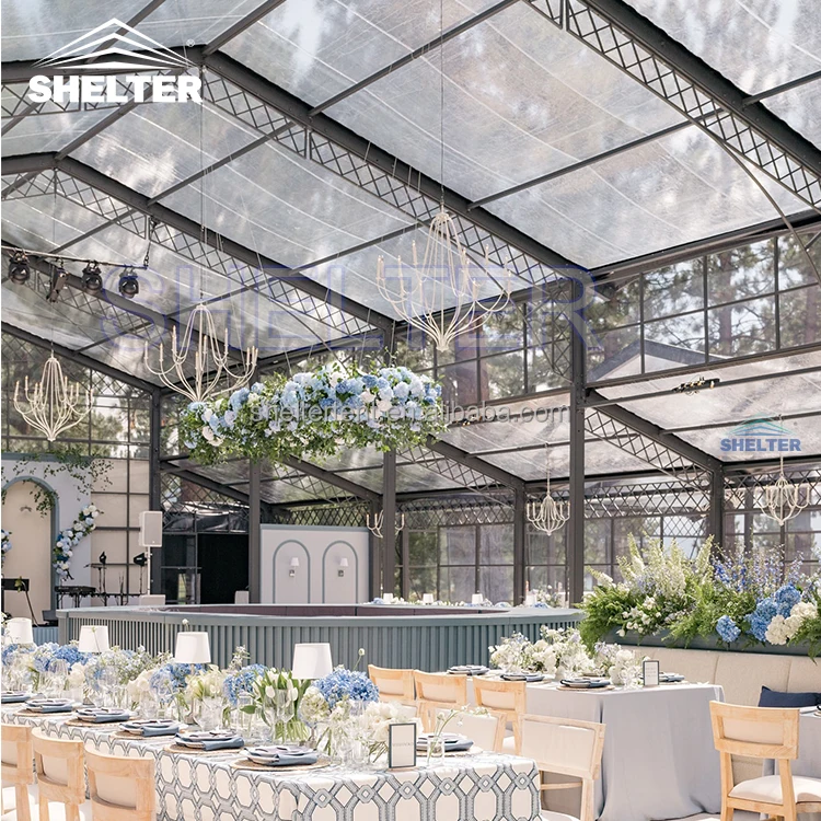 Large Clear Frame Wed Tent Canopy Venue Structure Marquee Party Glass Wall Atrium Event Wedding Commercial Tents for Events