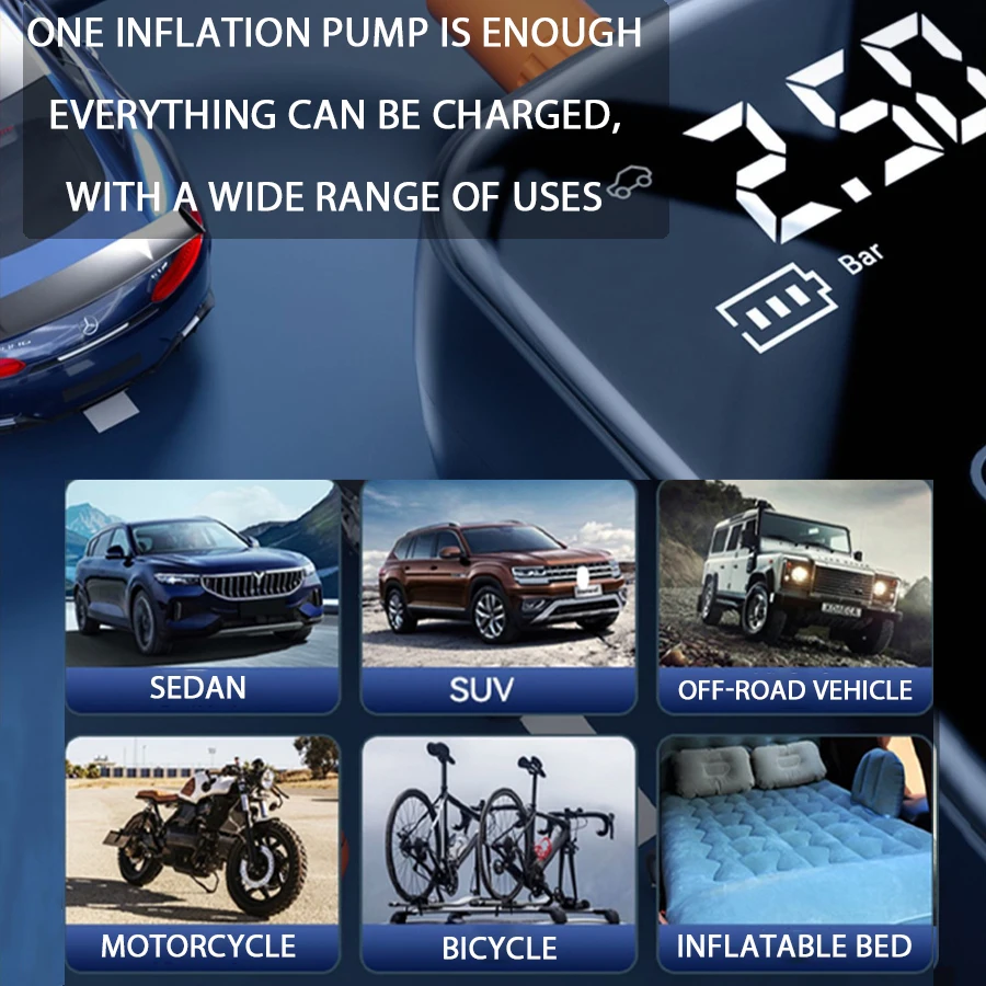 PCMOS Tire Inflators Electric Inflator Car Air Pump for Tire Inflation Tire Pressure Monitor Portable Car Air Compressor Pump - view 6