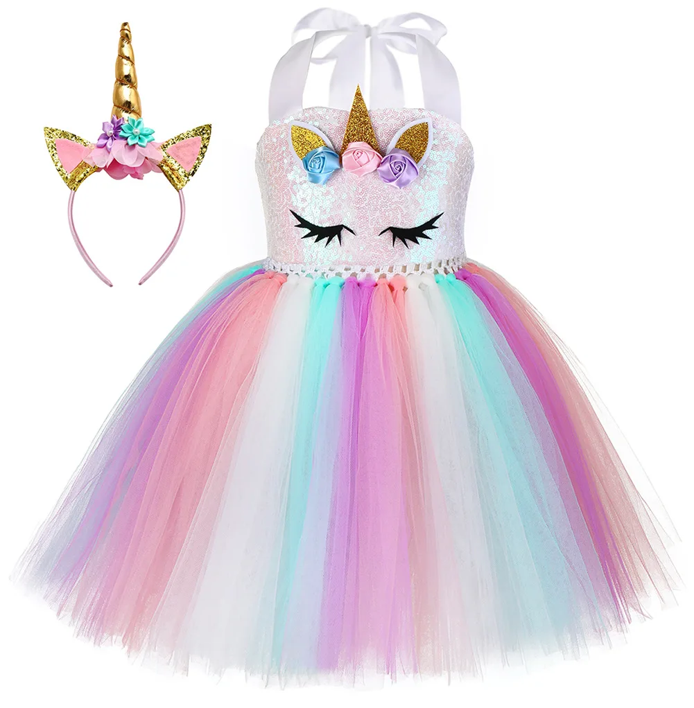 Vestido de fiesta unicornio de niña princesa de cumpleaños 