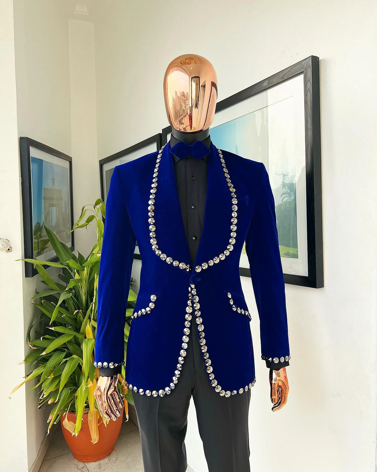 Tuxedo Jacket Royal Blue And Gold Wedding Tuxedo Tailor Made Gold