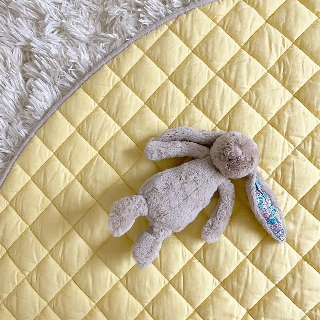 Solid Linen Baby Floor Play Mat Skin Friendly Rug Kids Picnic Crawling