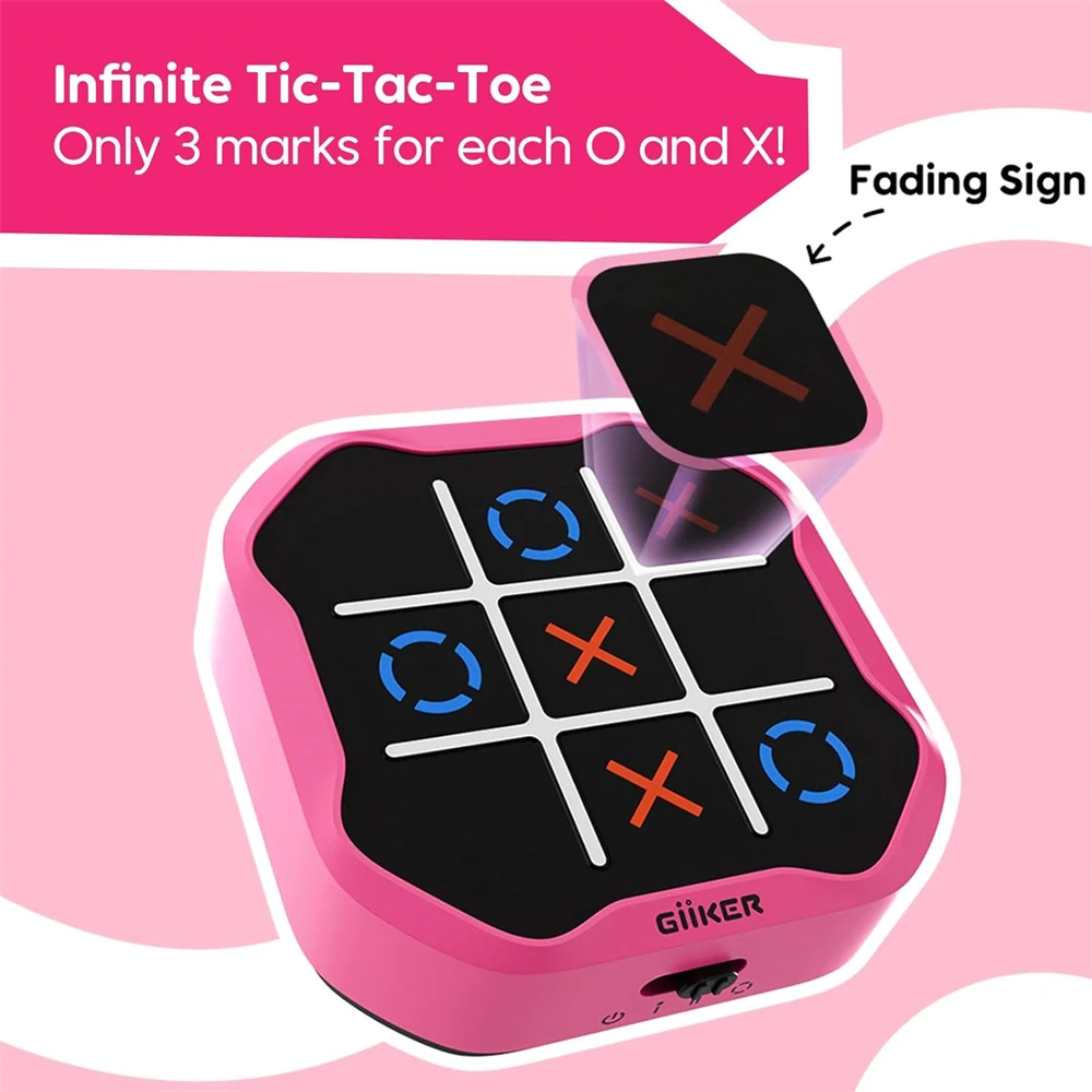 GiiKER Tic Tac Toe Bolt Game 3 in 1 Handheld Puzzle Game Travel Games for Kids and Adults Birthday Gifts