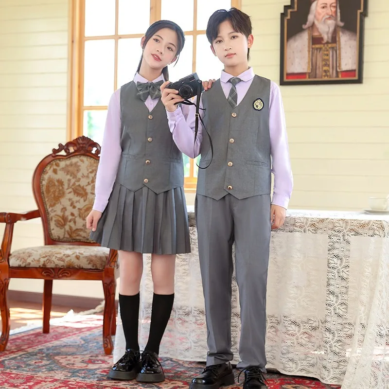 Cheap Bulk School Uniforms Models Trade Cotton Long Sleeve Shirt English School Uniform