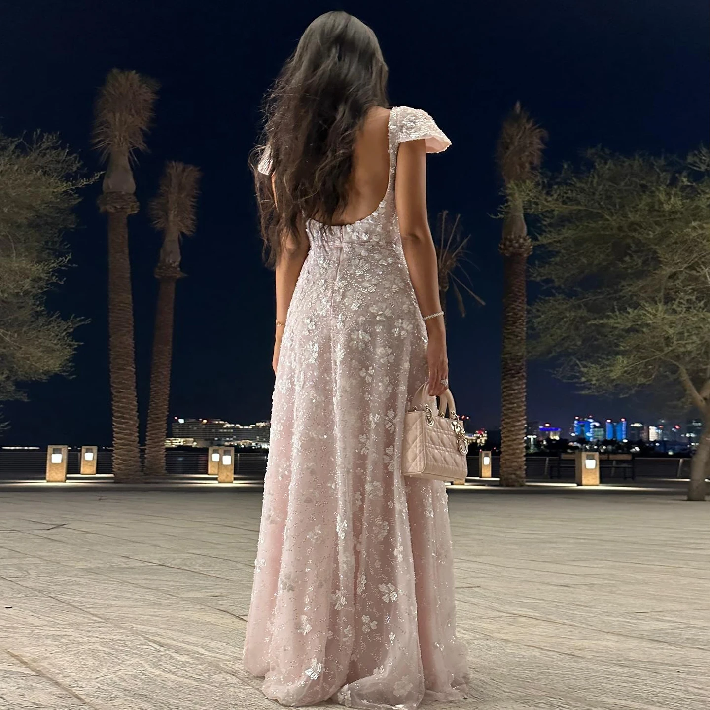 Sharon Said SS602 Evening Dress - Chic Light Pink Florals
