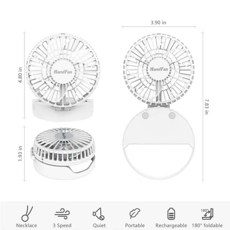 Topsharp 4 Speeds 360 Degree Rotatable Battery USB Powered Rechargeable Baby Crib Fan