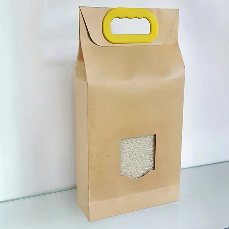 Bolsas de papel Kraft con ventana transparente para arroz impresas
