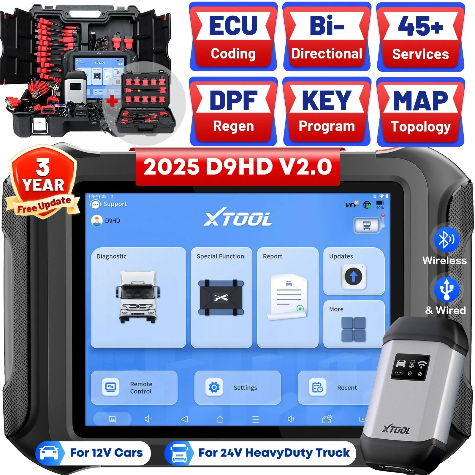 XTOOL D9HD Heavy Duty Diagnostic Tools - Universal & Versatile