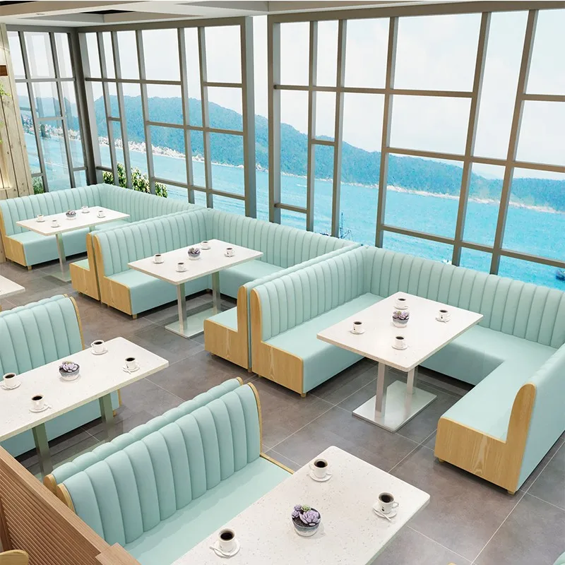 Modern Custom Dining Table Set Cafe Style Booth Seating and Restaurant Booth Seats