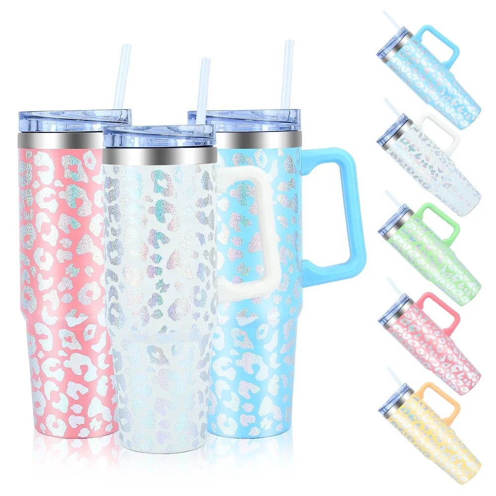 Устойчивая кружка с порошковым покрытием, кружка с двойной стенкой из нержавеющей стали объемом 30 унций, кружка 40 унций с ручкой на заказ