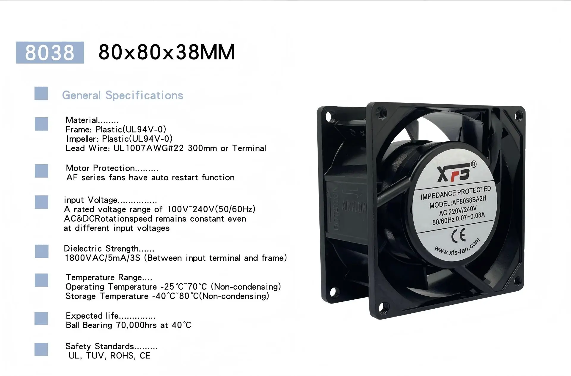Axial Fan, 8038, 110V/220V, Plastic - detail 4