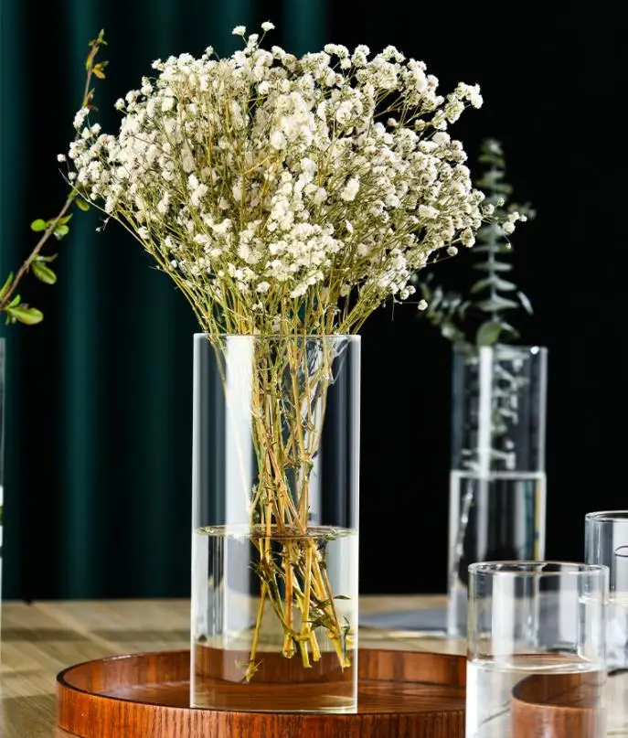 Großhandel Fabrik Liefert Zylinder Vase Form Günstige Große Transparente Hochzeit Klare Schwimmende Kerzen Glas Vasen