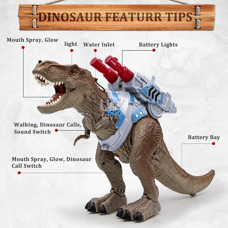 Telecomando dinosauro spray meccanico tirannosauro bambini grande dinosauro  giocattolo animali elettrici