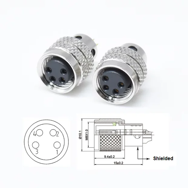 Industrial Automotive M8 4 Pin A Code Waterproof IP67 Connector Solder Type Male Female M8 Modable Connector Plug