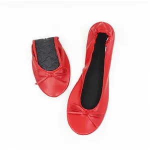 Super Hot Women's Wedding Gift Shoes Red  for Guest Ballerina Flat Shoes After Party Slippers Foldable Flats