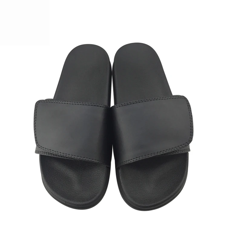 Adjustable Upper Slippers Footwear Mens Black with Logo Custom Sandals With Logo