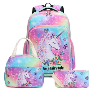 New Design Cute Unicorn Girls Child Kids School Bags Backpack With Lunch Box