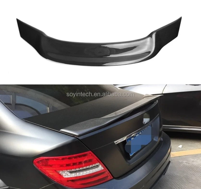 MERCEDES C CLASS W204 SALOON REAR BOOT DUCKTAIL SPOILER CARBON LOOK  2007-2014