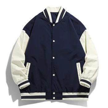 Custom logo bomber jacket baseball for men stylish winter windproof casual jacket plus size men's jackets