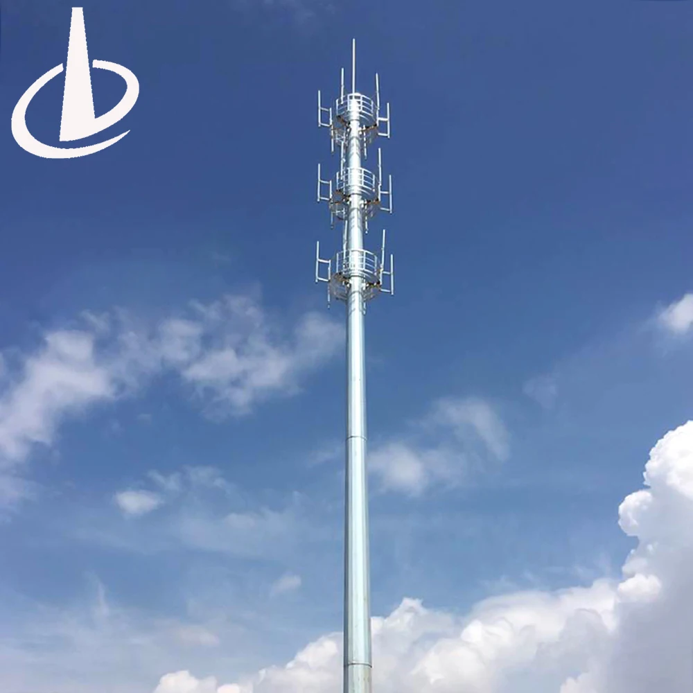 Galvanized 5G Cellphone Wifi  Single Tube Pipe  Telecommunication  tower Steel Monopole Tower  communication manufacture