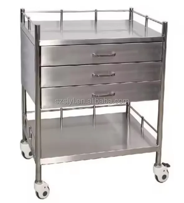 SUV Hospital Products S.S Trolleys Stainless Steel Trolley Medical Cart for Hospitals Clinical SUV Trolley