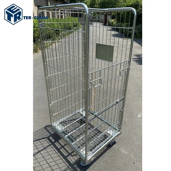 Laundry Metal Mesh Roll Cage Cart Detachable Heavy Duty Trolley 710x800x1800mm for Industrial Laundry Cargo & Storage Equipment