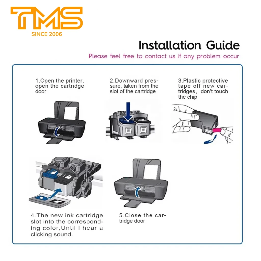 HP ink cartridge installation guide with click sound visual