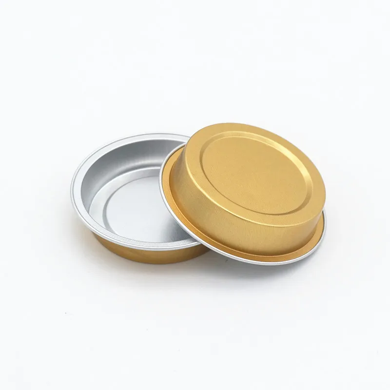 product multi function serving packaging disposable 15ml round dipping soy sauce dish baking tart pans gold aluminum foil desserts tray-3