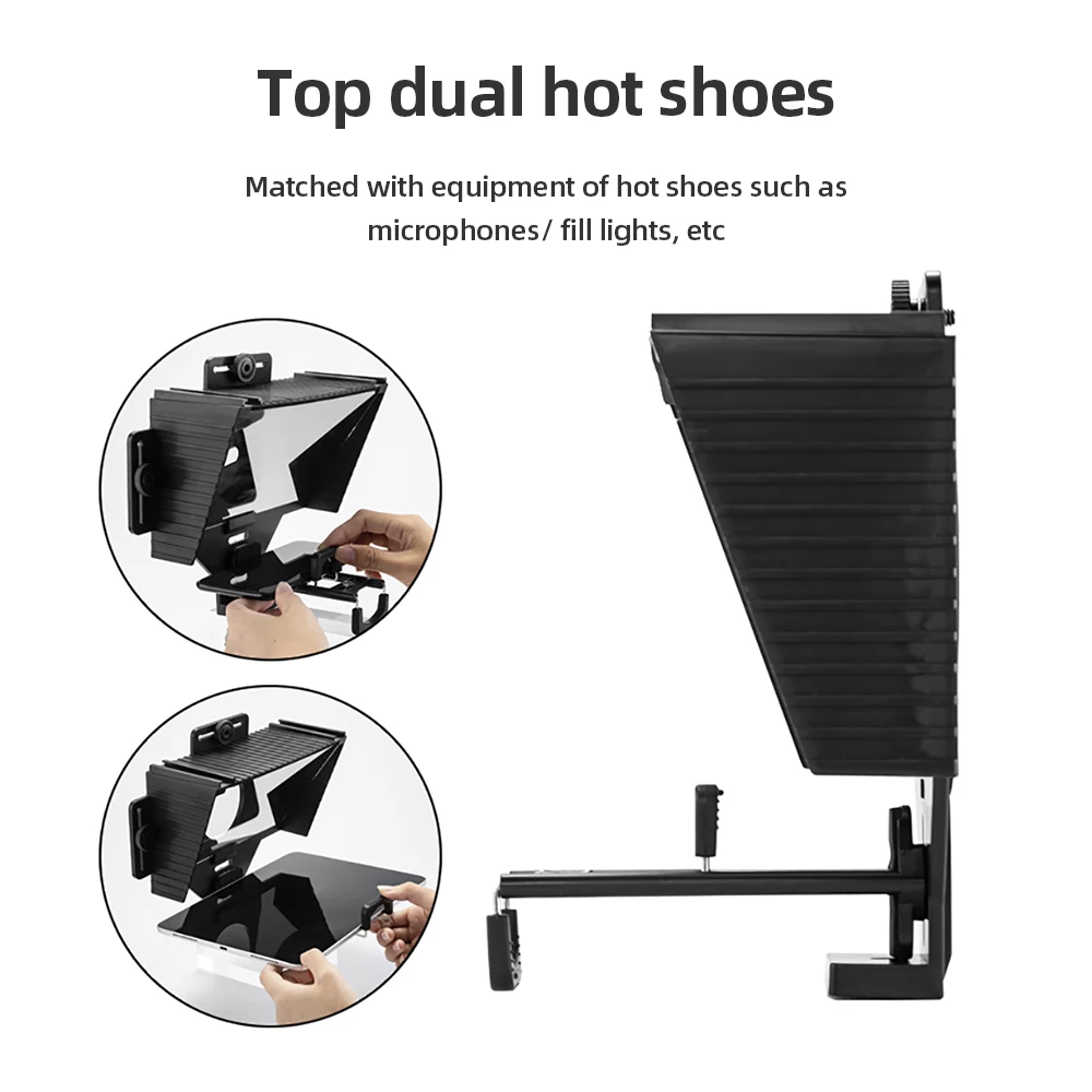 PRONSTOOR Draagbare Mini Teleprompter Kit Met Afstandsbediening - Voor Telefoon En DSLR - Incl. Mini Statief
