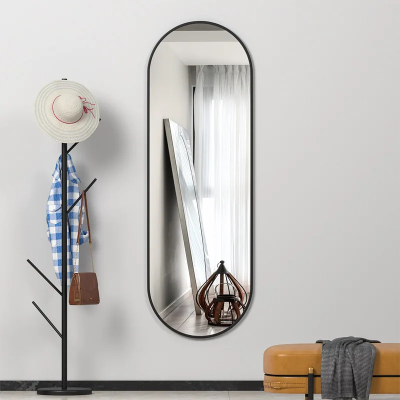 Rectangular Full Length Framed Oval LED Light Mirror Bathroom Decorative Mirror