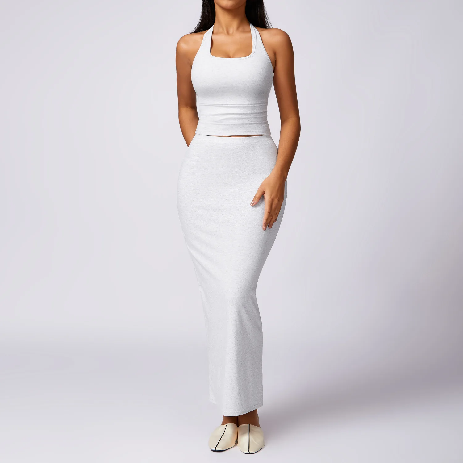 Conjunto de dos piezas para mujer al por mayor, ropa para mujer, falda  larga, informal, ajustada, ropa de salón, falda de LICRA de algodón y  conjunto