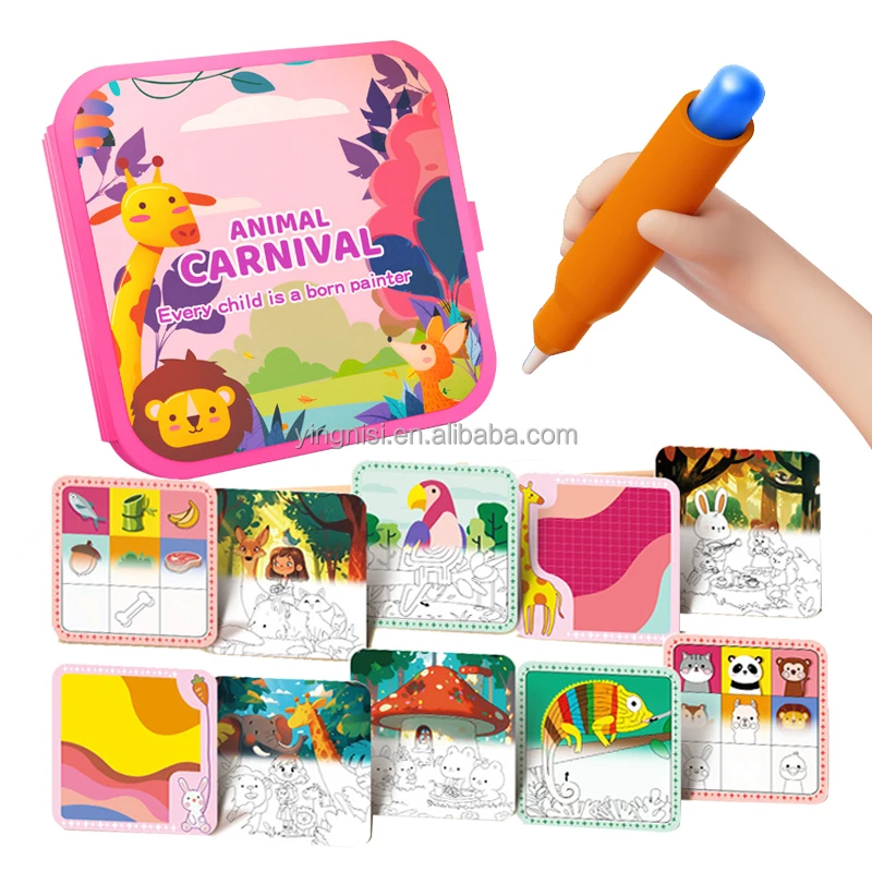 Magic Water Book Reusable Water-Reveal Wow Magic Water Painting Color Coloring Books for Toddlers Kids Wow