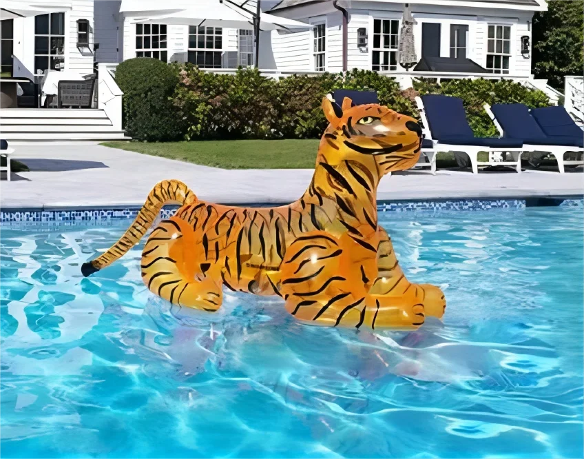 Beile Lifelike Yellow Inflatable Leopard Floating Rider