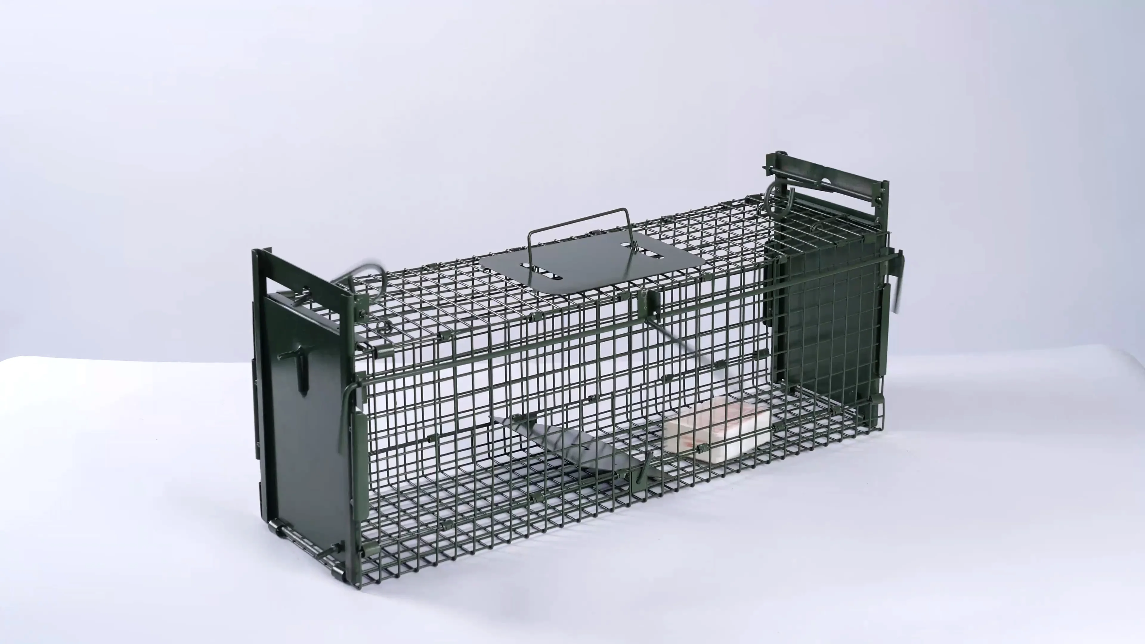 Folding Double Door Metal Animal Trap / Cat Trap Cage / Fox Trap Cage