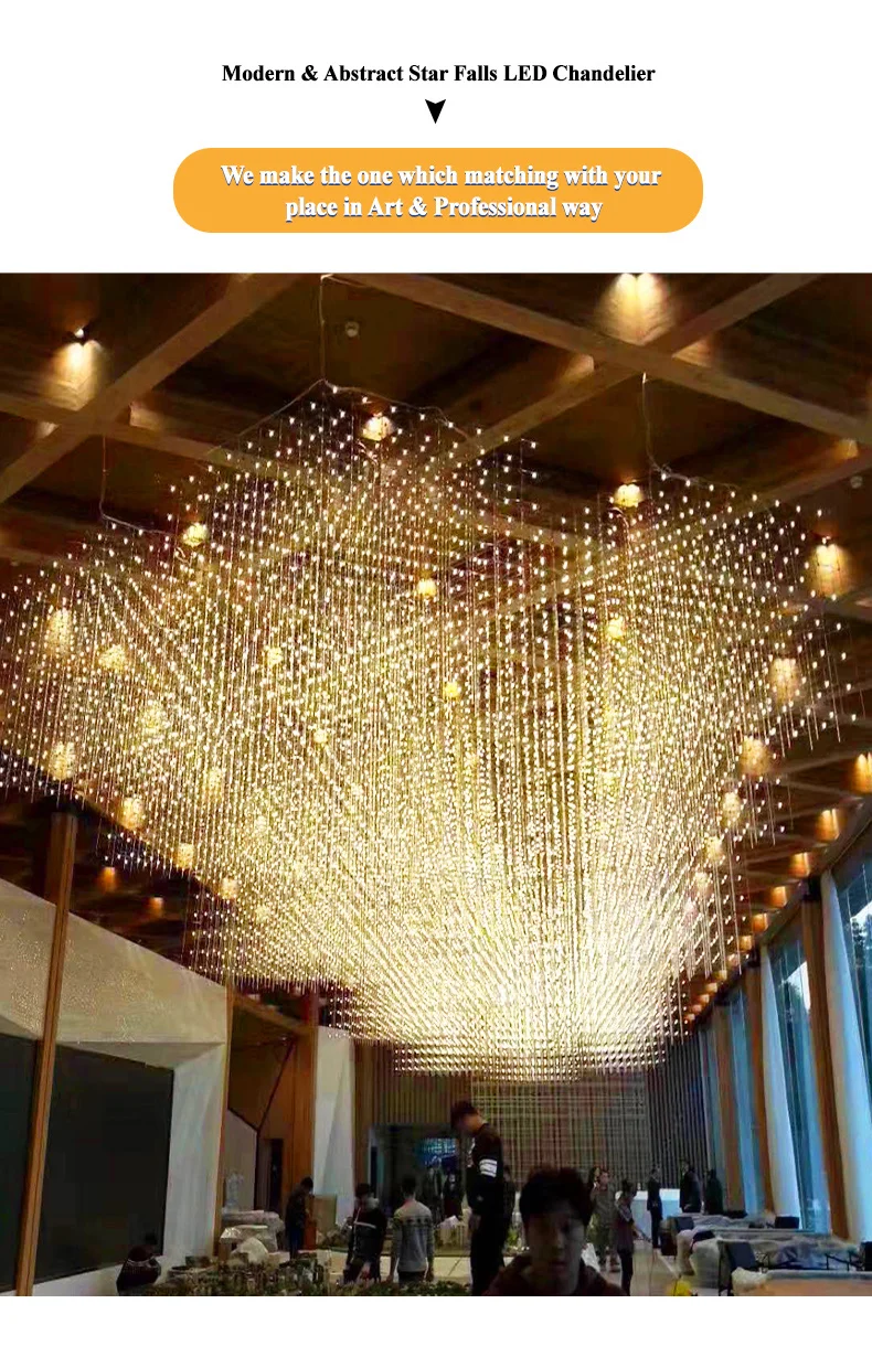 ECOJAS Starry Night Sky Crystal Chandelier - LED Meteor Shower Pendant ...