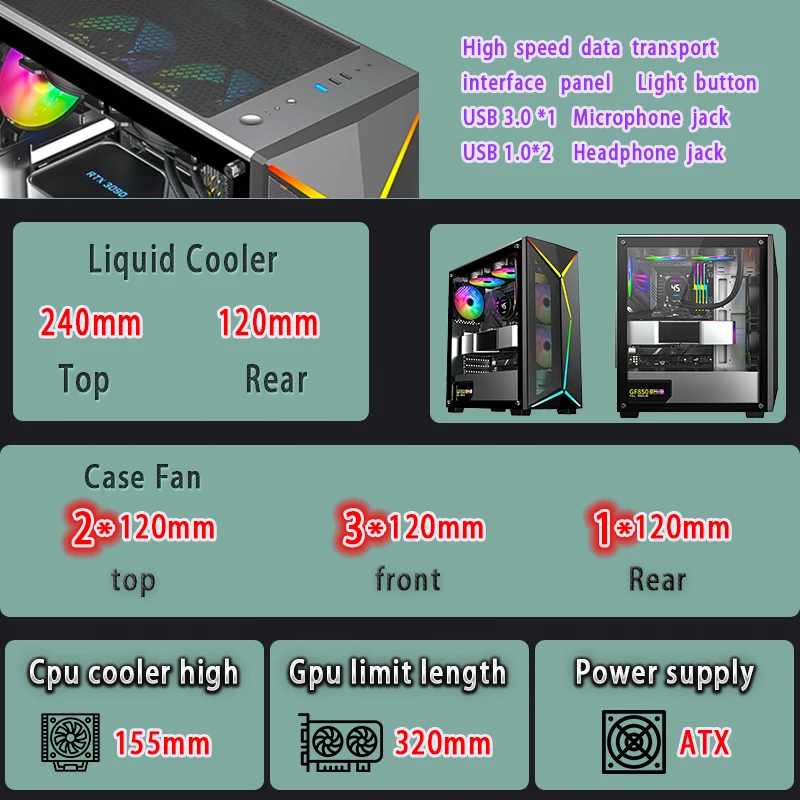 Cheap New Inverted Pc Case With Rgb Fans and Led Strip Best Airflow Dust Proof Sff Computer Case Matx Chassis Atx Gaming Cabinet