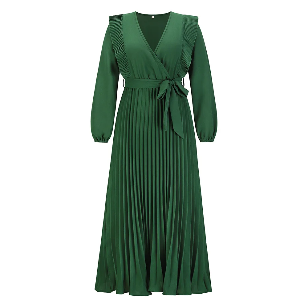  Vestidos para mujer 2023 elegantes vestidos largos casuales  sueltos ajustados lisos fluidos maxi vestido escalonado, Verde : Deportes y  Actividades al Aire Libre