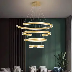 Modern Simple Luxury LED Lamp Chandelier Circular Duplex Ceiling Light for Restaurant Living Room Villa with Elegant Simplicity