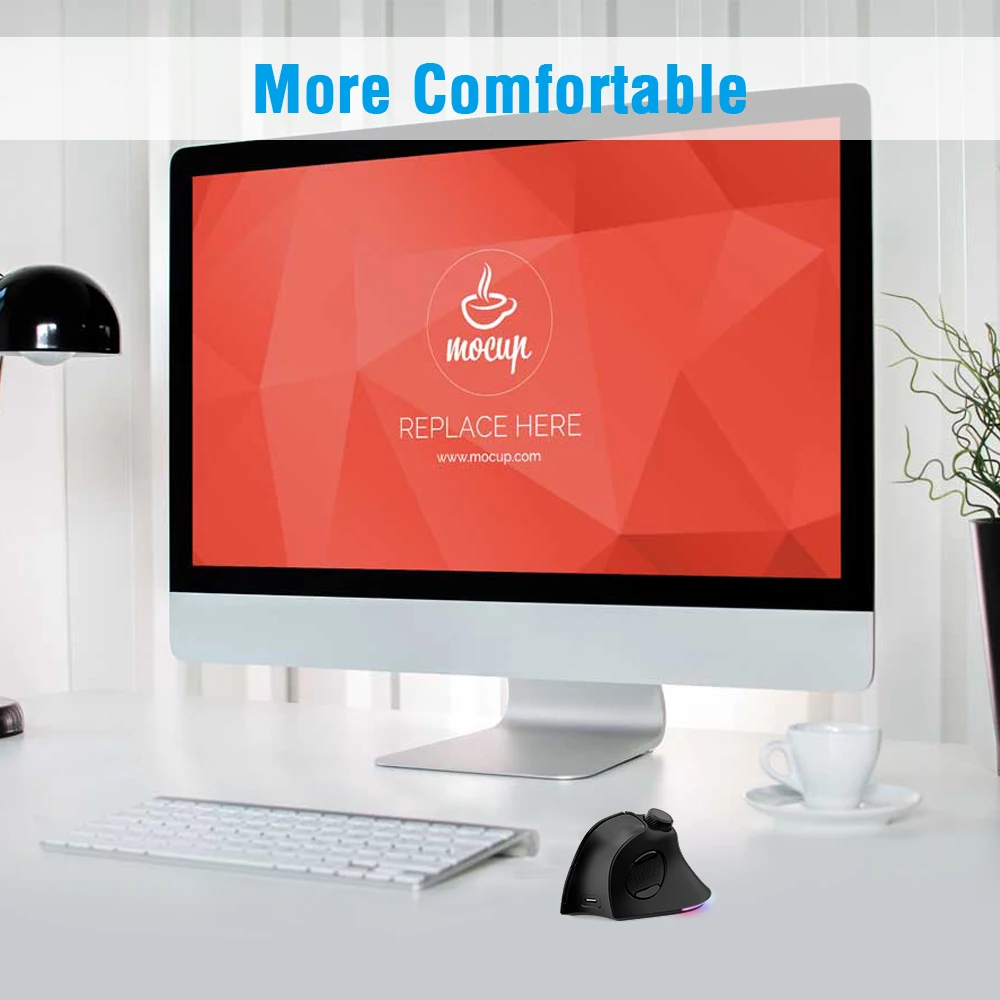 ماوس عمودي مريح قابل لإعادة الشحن عبر منفذ USB، بإضاءة خلفية RGB، 3 أزرار، دقة 1200 نقطة في البوصة، يدعم ثلاثة أوضاع، لاسلكي 2.4 جيجا هرتز، بلوتوث 1 وبلوتوث 2، مناسب لأجهزة الكمبيوتر المحمولة والمكتبية