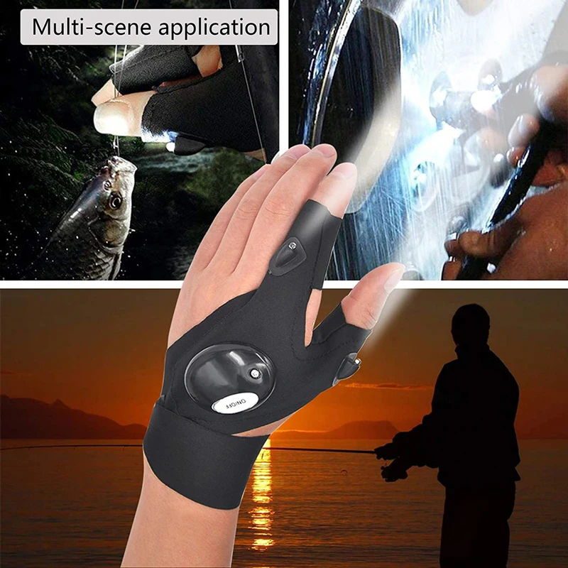 Paire De Gants De Poche LED Rechargeables - Gants Lumineux Pour Pêche, Camping Et Travaux Dans Le Noir