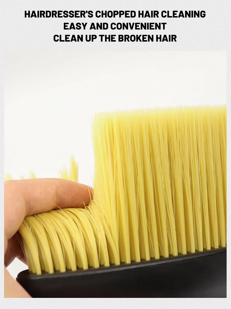 Salon Barber Neck Cleaning Duster Brush Black Flat Handle Hair Salon