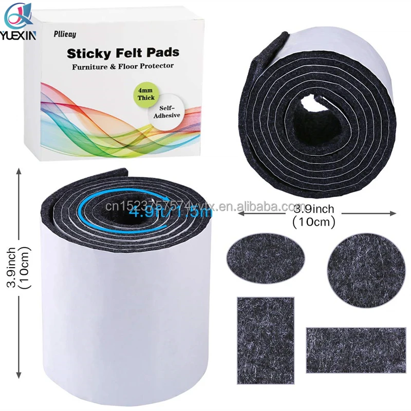 Pack Felt Tapes with Adhesive Backing Heavy-Duty Self Adhesive Felt Strips Rolls Felt Pads