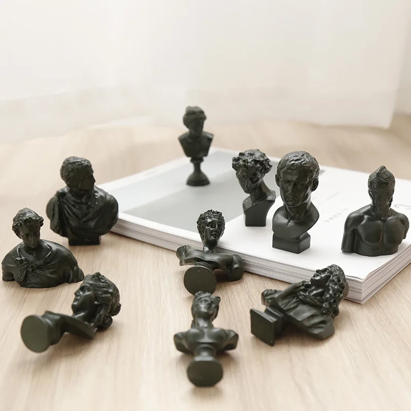 Posing Photo Props Nordic Morandi Color Mini Plaster Sketch Head Resin Figure Statue