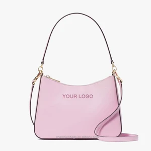 Custom Logo Vegan PU Saffiano Leather Fashion Pink Shoulder Bag Ladies Handbag Purse for Women