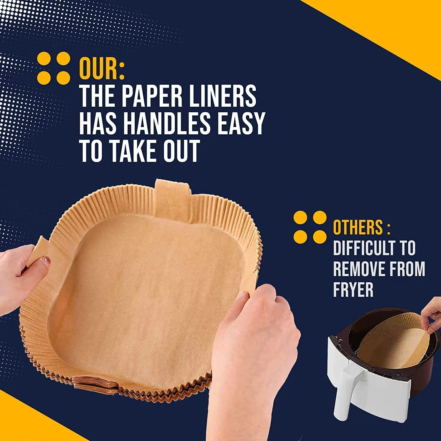 100pcs 7.9 Inch Air Fryer Liners Square Air Fryer Disposable Paper