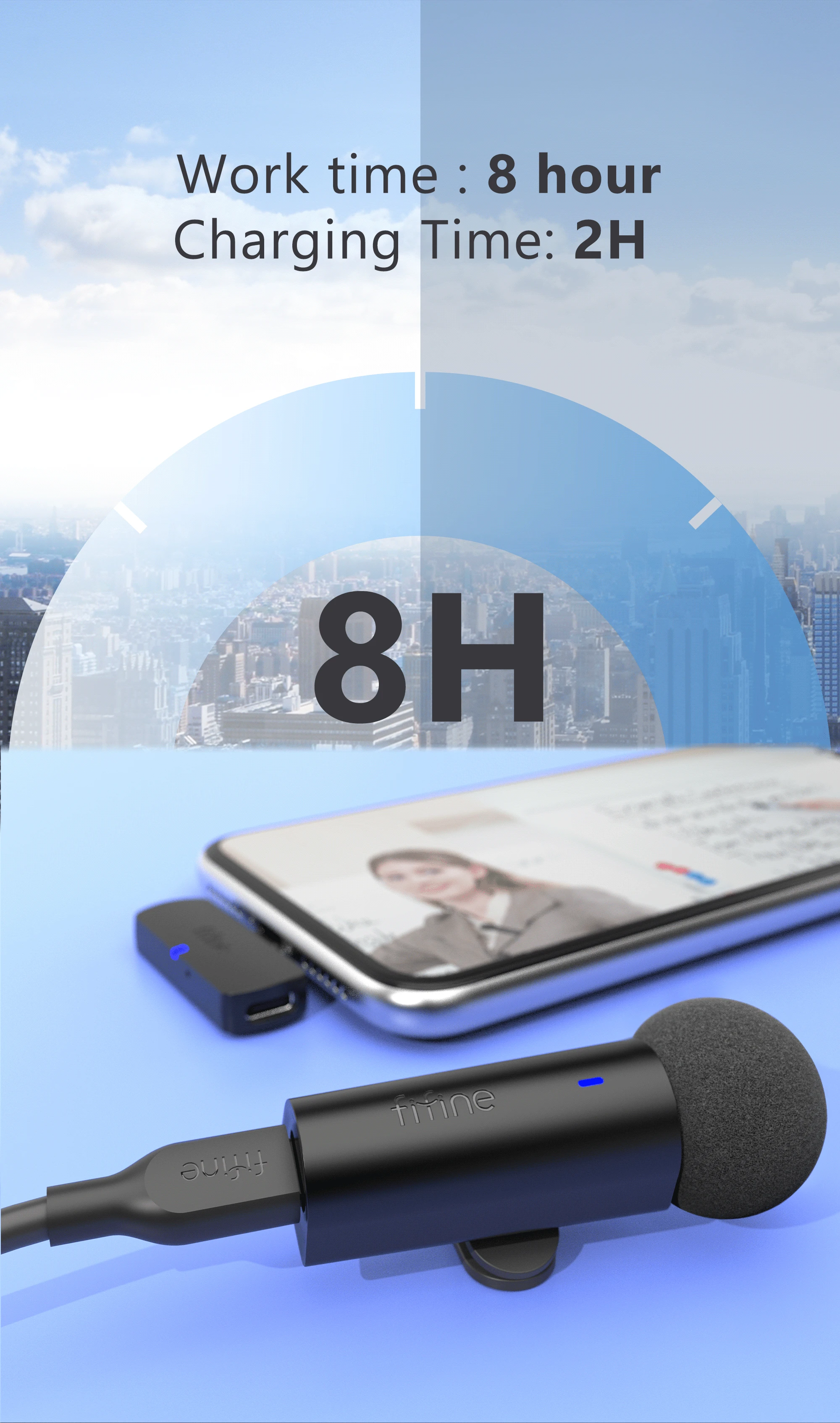 Fifine M8 Microfono Inalambrico Profesional Wireless Mic Wireless