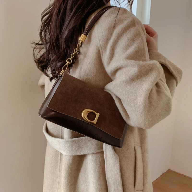 Fashion Ladies Two Straps Shoulder Messenger Bag Four Seasons PU Durable Letter Decoration Polyester Lining
